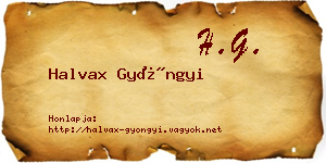 Halvax Gyöngyi névjegykártya